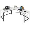 Escritorio Esquinero Moderno con Marco de Acero Carga 70 kg para Oficina Hogar Estudio 150x150x76 cm Blanco - Ogal.Es