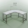 Escritorio Esquinero Moderno con Marco de Acero Carga 70 kg para Oficina Hogar Estudio 150x150x76 cm Blanco - Ogal.Es