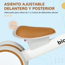 Bicicleta sin Pedales para Niños de 12-36 Meses con Asiento Ajustable Cesta y 4 Ruedas Silenciosas 56x27x39 cm B... - Ogal.Es