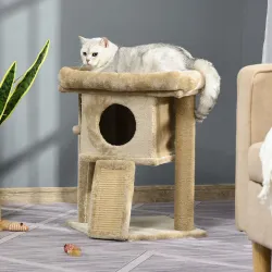 Árbol Rascador para Gatos Pequeños de 57 cm con Poste de Yute Rampa para Rascar Cama y Bola Colgante 40x40x57 cm... - Ogal.Es