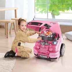Juego Infantil de Motor con Herramientas 61 Piezas Volante Bocina Faros Caja de Almacenaje y Ruedas 40x39x47 cm ... - Ogal.Es