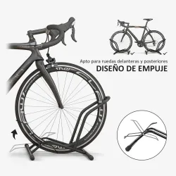 Soporte para Bicicletas de Acero Aparca Bicis de Suelo Portátil para Interior y Exterior 59x41x38 cm Negro - Ogal.Es