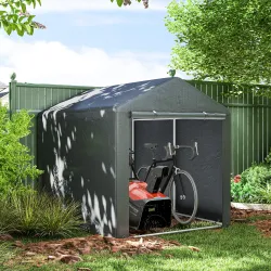 Carpa para Herramientas Bicicletas y Motos 1,6x2,2x1,7 m con 2 Habitaciones Puerta con Cremallera Impermeable Gris - Ogal.Es