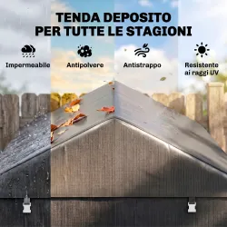 Carpa para Herramientas Bicicletas y Motos 1,6x2,2x1,7 m con 2 Habitaciones Puerta con Cremallera Impermeable Gris - Ogal.Es