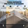 Carpa para Herramientas Bicicletas y Motos 1,6x2,2x1,7 m con 2 Habitaciones Puerta con Cremallera Impermeable Gris - Ogal.Es