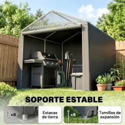 Carpa para Herramientas Bicicletas y Motos 1,6x2,2x1,7 m con 2 Habitaciones Puerta con Cremallera Impermeable Gris - Ogal.Es