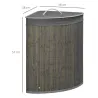 Cesto para Ropa Sucia de Bambú Capacidad de 55L Cesta para la Colada en Forma de Abanico 38x38x57 cm Gris - Ogal.Es