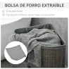 Cesto para Ropa Sucia de Bambú Capacidad de 55L Cesta para la Colada en Forma de Abanico 38x38x57 cm Gris - Ogal.Es