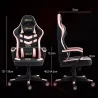 Silla Gaming Altura Regulable Basculante con Reposacabezas Cojín Lumbar 61x70x121-129 cm Rosa - Ogal.Es