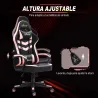 Silla Gaming Altura Regulable Basculante con Reposacabezas Cojín Lumbar 61x70x121-129 cm Rosa - Ogal.Es
