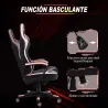 Silla Gaming Altura Regulable Basculante con Reposacabezas Cojín Lumbar 61x70x121-129 cm Rosa - Ogal.Es