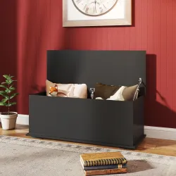 Arcón de Almacenamiento con Tapa Carga Máx. 120 kg para Dormitorio Salón 100x40x40 cm Negro - Ogal.Es