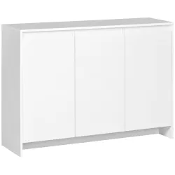 Mueble Aparador con 3 Puertas Estantes Ajustables y Cierre Suave Soporte para Televisores 120x35x85 cm Blanco - Ogal.Es