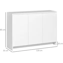 Mueble Aparador con 3 Puertas Estantes Ajustables y Cierre Suave Soporte para Televisores 120x35x85 cm Blanco - Ogal.Es