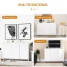 Mueble Aparador con 3 Puertas Estantes Ajustables y Cierre Suave Soporte para Televisores 120x35x85 cm Blanco - Ogal.Es