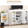 Mueble Aparador con 3 Puertas Estantes Ajustables y Cierre Suave Soporte para Televisores 120x35x85 cm Blanco - Ogal.Es