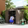 Caseta de Jardín Exterior con Base de Refuerzo Sin Suelo 213x130x185 cm con 2 Puertas Correderas y 4 Ventanas Ma... - Ogal.Es