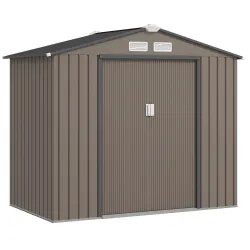 Caseta de Jardín Exterior con Base de Refuerzo Sin Suelo 213x130x185 cm con 2 Puertas Correderas y 4 Ventanas Ma... - Ogal.Es