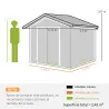 Caseta de Jardín Exterior con Base de Refuerzo Sin Suelo 213x130x185 cm con 2 Puertas Correderas y 4 Ventanas Ma... - Ogal.Es