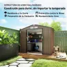 Caseta de Jardín Exterior con Base de Refuerzo Sin Suelo 213x130x185 cm con 2 Puertas Correderas y 4 Ventanas Ma... - Ogal.Es