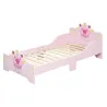 Cama Infantil de +3 Años 143x73x60 cm con Estampado de Corona Carga 50 kg para Dormitorio Rosa - Ogal.Es