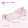 Cama Infantil de +3 Años 143x73x60 cm con Estampado de Corona Carga 50 kg para Dormitorio Rosa - Ogal.Es