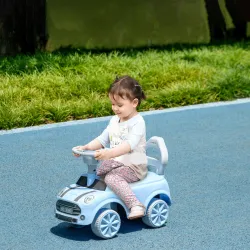 Coche Correpasillos con Volante Bocina y Sistema de Antivuelco Carga 25 kg 53x25x35 cm Azul Claro - Ogal.Es
