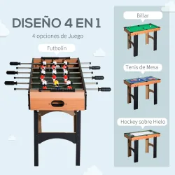Mini Mesa Multijuegos 4 en 1 para Niños +6 Años Futbolines para Niños Mesa de Billar Mesa de Ping-pong 92x78x80 ... - Ogal.Es