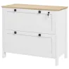 Mueble Archivador con 2 Cajones 2 Barras Colgantes Cerradura y 2 Llaves para Tamaño A4 79x40x72 cm Blanco y Roble - Ogal.Es