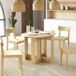 Mesa de Cocina Plegable con 2 Alas Abatibles Mesa Plegable para 2-4 Personas 104x76x73,7 cm Roble - Ogal.Es