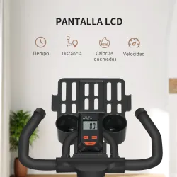 Bici Estática con Resistencia Regulable Volante de Inercia 8 kg Pantalla LCD Manillar y Asiento Ajustable Azul - Ogal.Es