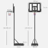 Canasta de Baloncesto con Altura Ajustable 220-365 cm Aro de Baloncesto con Soporte Ruedas Base Rellenable Negro - Ogal.Es