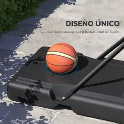 Canasta de Baloncesto con Altura Ajustable 220-365 cm Aro de Baloncesto con Soporte Ruedas Base Rellenable Negro - Ogal.Es