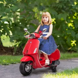 Moto Eléctrica para Niños de +3 Años con Licencia Vespa con USB MP3 Luz LED Radio FM Velocidad 3 km/h Carga 35kg... - Ogal.Es