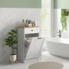 Armario de Baño con Cajón Cesto para la Ropa y Diseño Anti-vuelco Mueble de Baño Moderno 52x33x90 cm Blanco - Ogal.Es