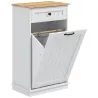Armario de Baño con Cajón Cesto para la Ropa y Diseño Anti-vuelco Mueble de Baño Moderno 52x33x90 cm Blanco - Ogal.Es