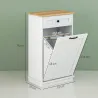 Armario de Baño con Cajón Cesto para la Ropa y Diseño Anti-vuelco Mueble de Baño Moderno 52x33x90 cm Blanco - Ogal.Es