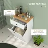Armario de Baño con Cajón Cesto para la Ropa y Diseño Anti-vuelco Mueble de Baño Moderno 52x33x90 cm Blanco - Ogal.Es