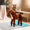 Caballo de Juguete para Niños de +2 Años con Ruedas Sonidos y Estructura de Metal Carga 60kg 65x28x75 cm Marrón - Ogal.Es