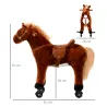 Caballo de Juguete para Niños de +2 Años con Ruedas Sonidos y Estructura de Metal Carga 60kg 65x28x75 cm Marrón - Ogal.Es