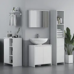 Columna Auxiliar de Baño Armario de Baño con Puerta 2 Estantes Abiertos Antivuelco Estilo Moderno 30x30x160 cm B... - Ogal.Es