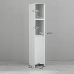 Columna Auxiliar de Baño Armario de Baño con Puerta 2 Estantes Abiertos Antivuelco Estilo Moderno 30x30x160 cm B... - Ogal.Es