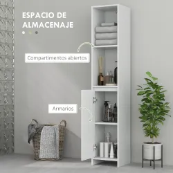 Columna Auxiliar de Baño Armario de Baño con Puerta 2 Estantes Abiertos Antivuelco Estilo Moderno 30x30x160 cm B... - Ogal.Es