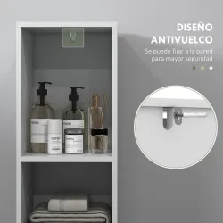 Columna Auxiliar de Baño Armario de Baño con Puerta 2 Estantes Abiertos Antivuelco Estilo Moderno 30x30x160 cm B... - Ogal.Es