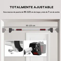 Barra para hacer Dominadas para Puerta Ajustable de 90 cm a 117 cm Carga 200 kg para Ejercicio y Entrenamiento N... - Ogal.Es