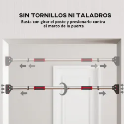 Barra para hacer Dominadas para Puerta Ajustable de 90 cm a 117 cm Carga 200 kg para Ejercicio y Entrenamiento N... - Ogal.Es