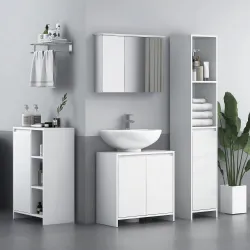 Mueble para Debajo del Lavabo Moderno con Estante Mueble Lavabo con Pie Anti-vuelco Carga 40 kg 60x30x60 cm Blanco - Ogal.Es