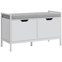 Banco Zapatero para Entrada Recibidor con Asiento Cojín Extraíble para 4 Pares de Zapatos 84x35x50 cm Blanco - Ogal.Es