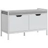 Banco Zapatero para Entrada Recibidor con Asiento Cojín Extraíble para 4 Pares de Zapatos 84x35x50 cm Blanco - Ogal.Es