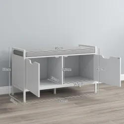 Banco Zapatero para Entrada Recibidor con Asiento Cojín Extraíble para 4 Pares de Zapatos 84x35x50 cm Blanco - Ogal.Es